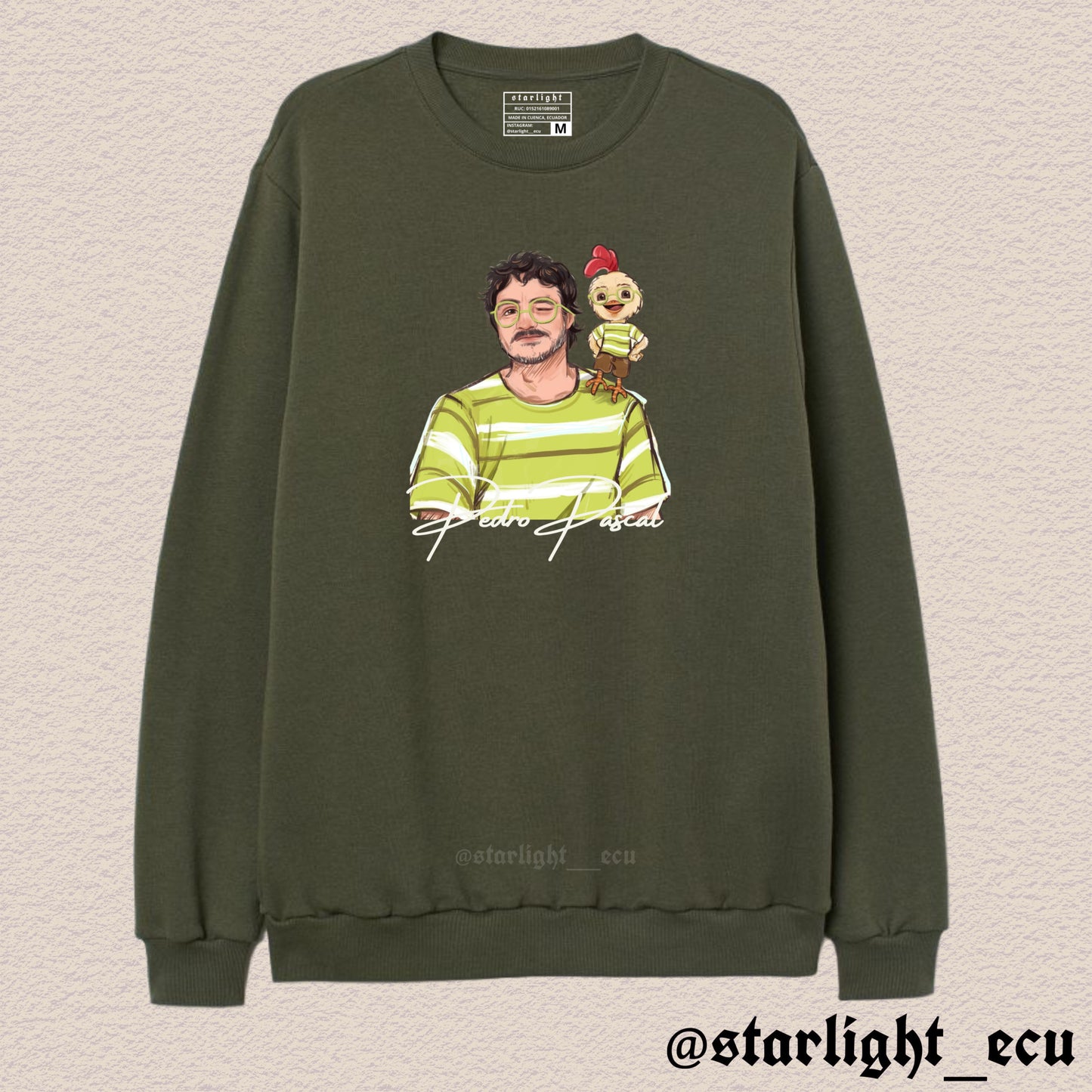 Buzo verde militar/negro pedro pascal Disney chicken little