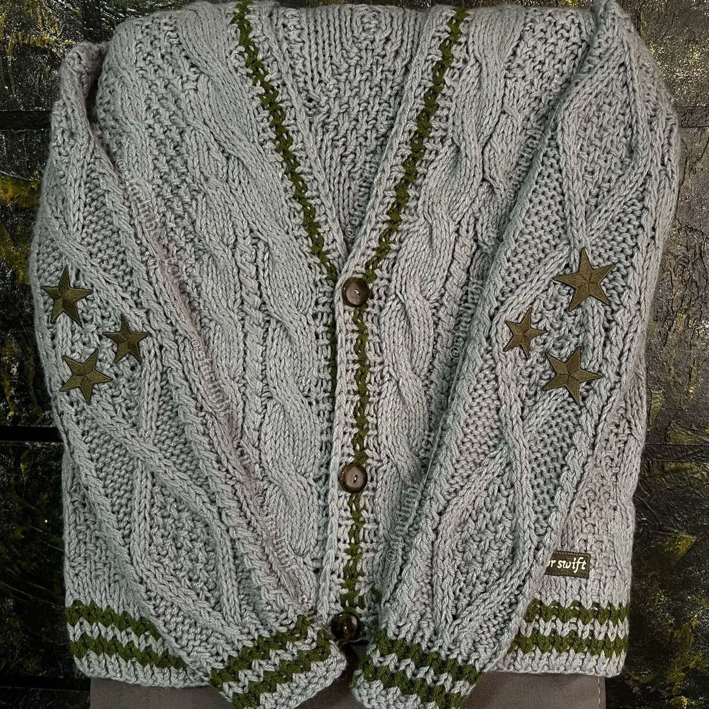 Cardigan gris con verde TS