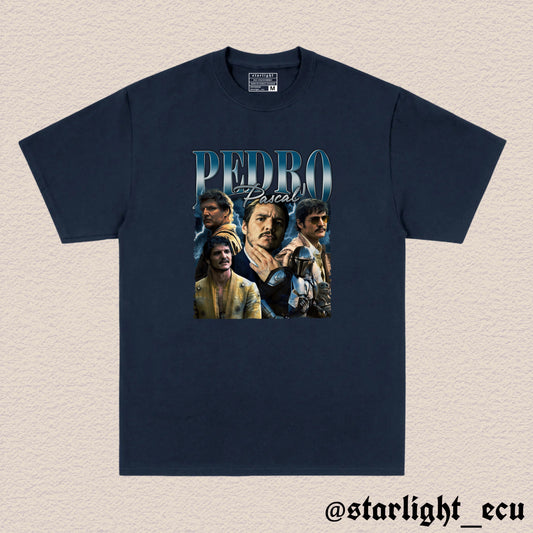 Camiseta azul marino/negro Pedro pascal