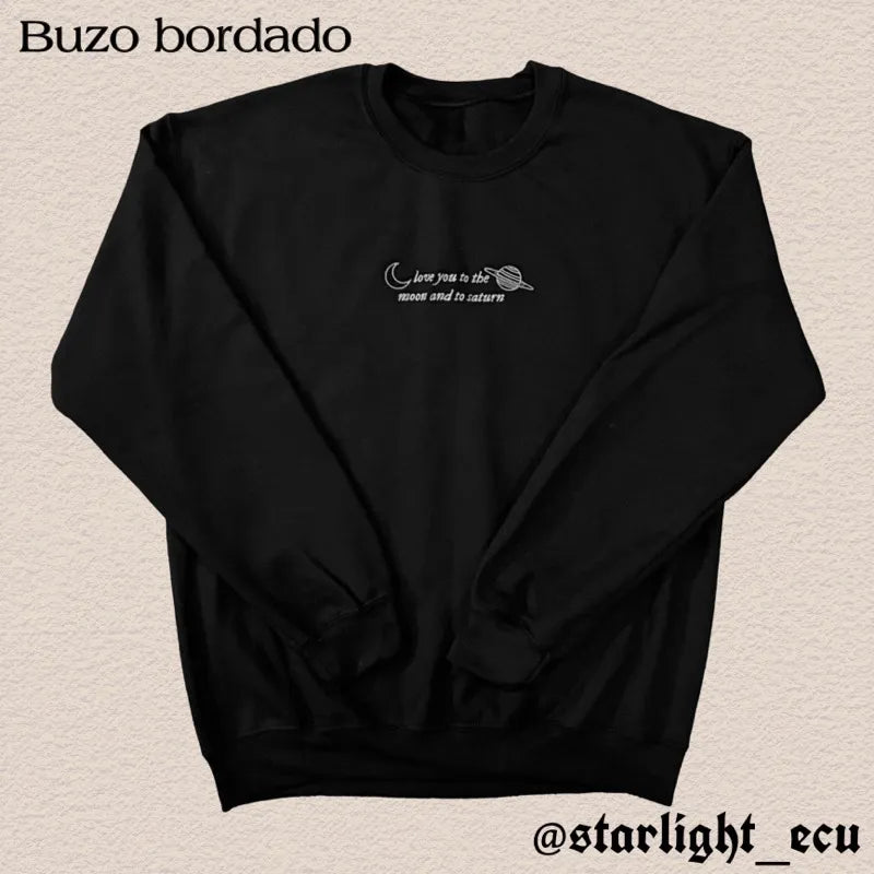Buzo bordado love you to the moon & to saturn