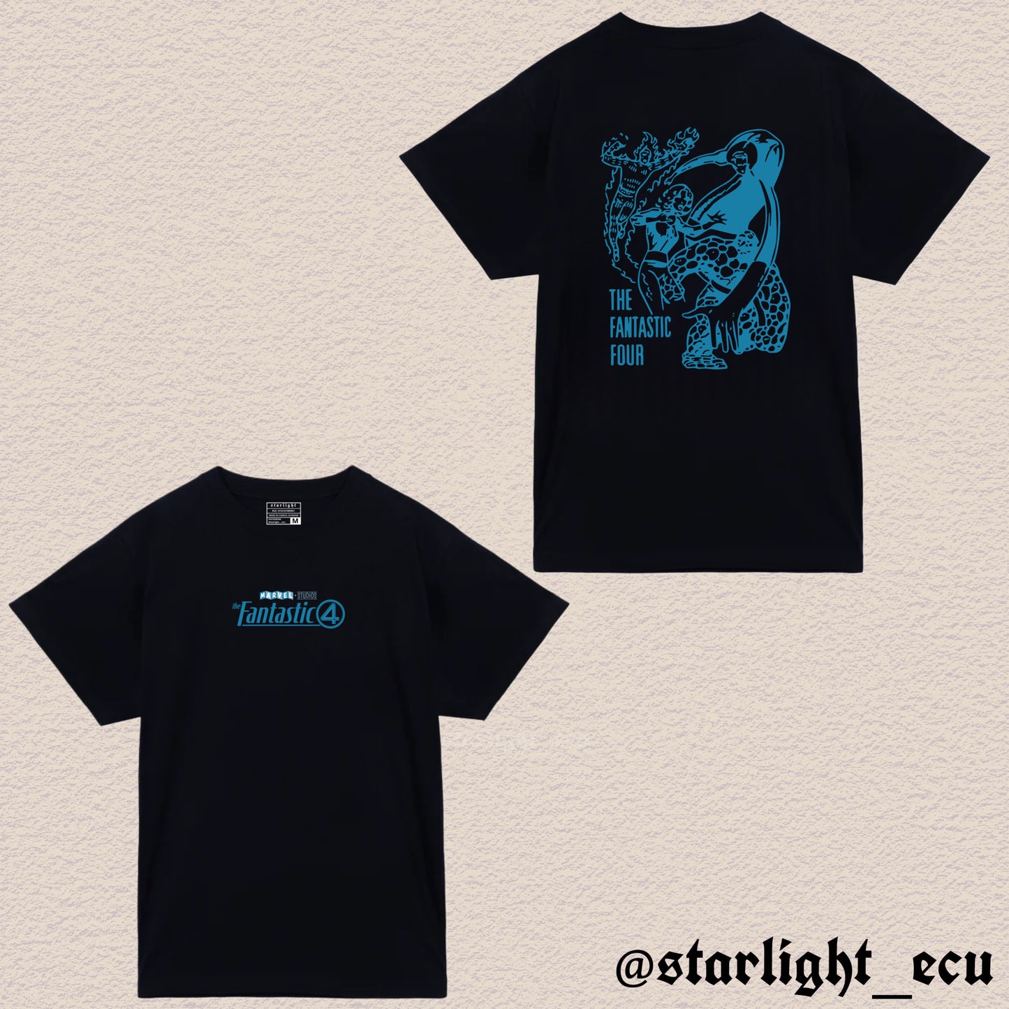 Camiseta beige / negro los 4 fantásticos (fantastic four)
