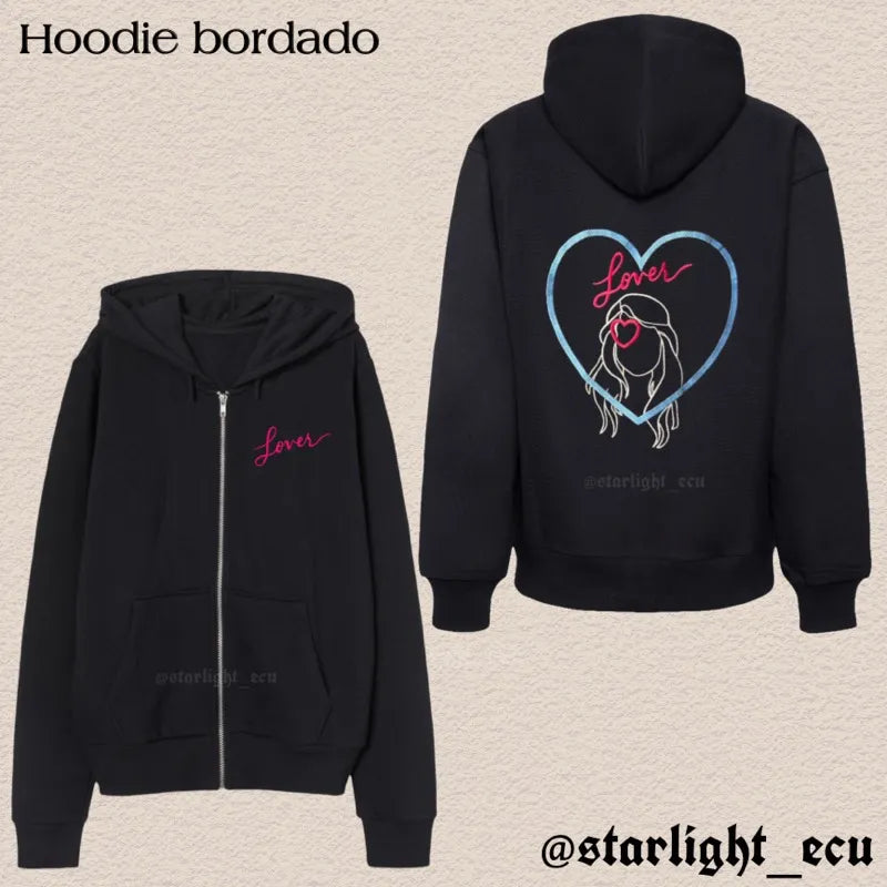 Hoodie con cierre bordado lover