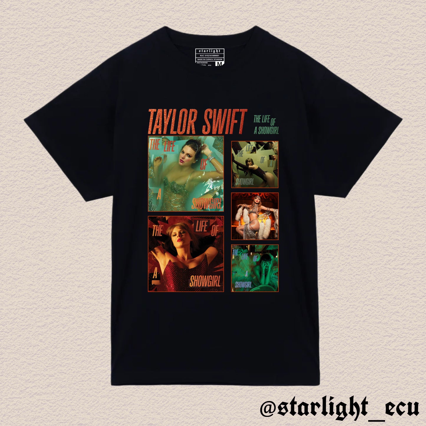 Camiseta negra/blanca the life of a showgirl