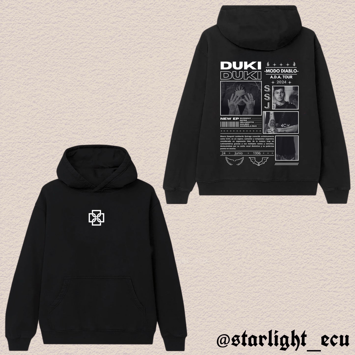 Hoodie Duki b/n