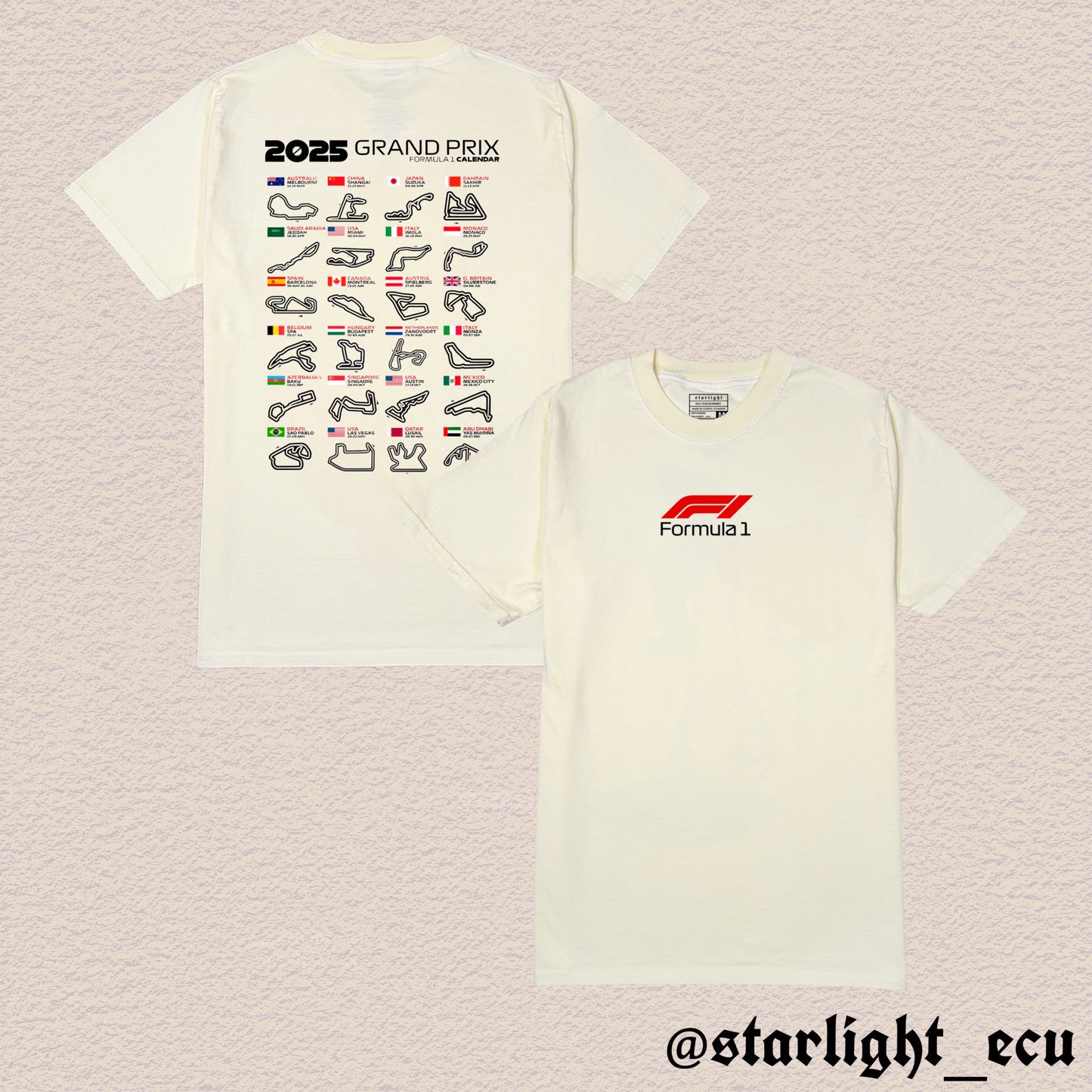 Camiseta formula 1 2025 calendar