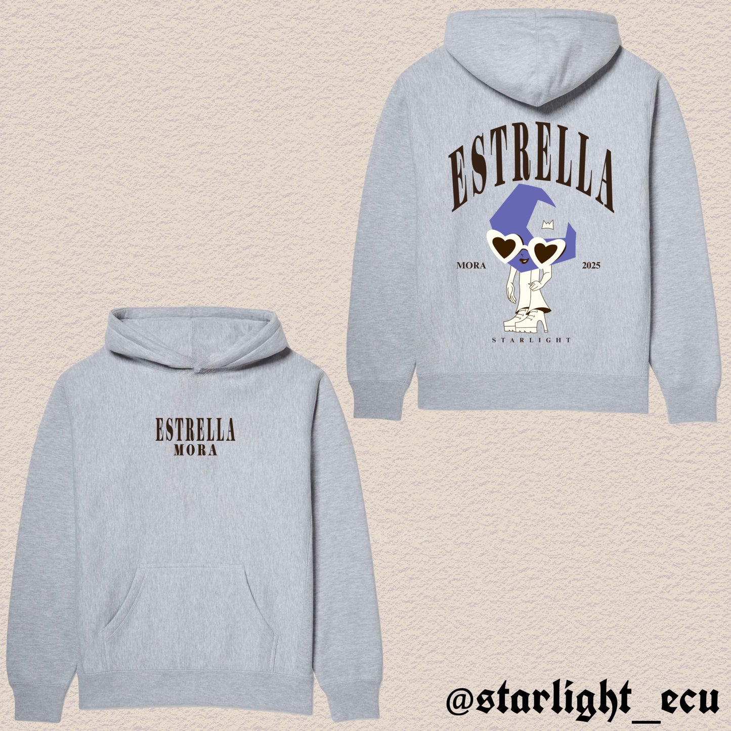 Hoodie estrella / media luna mora