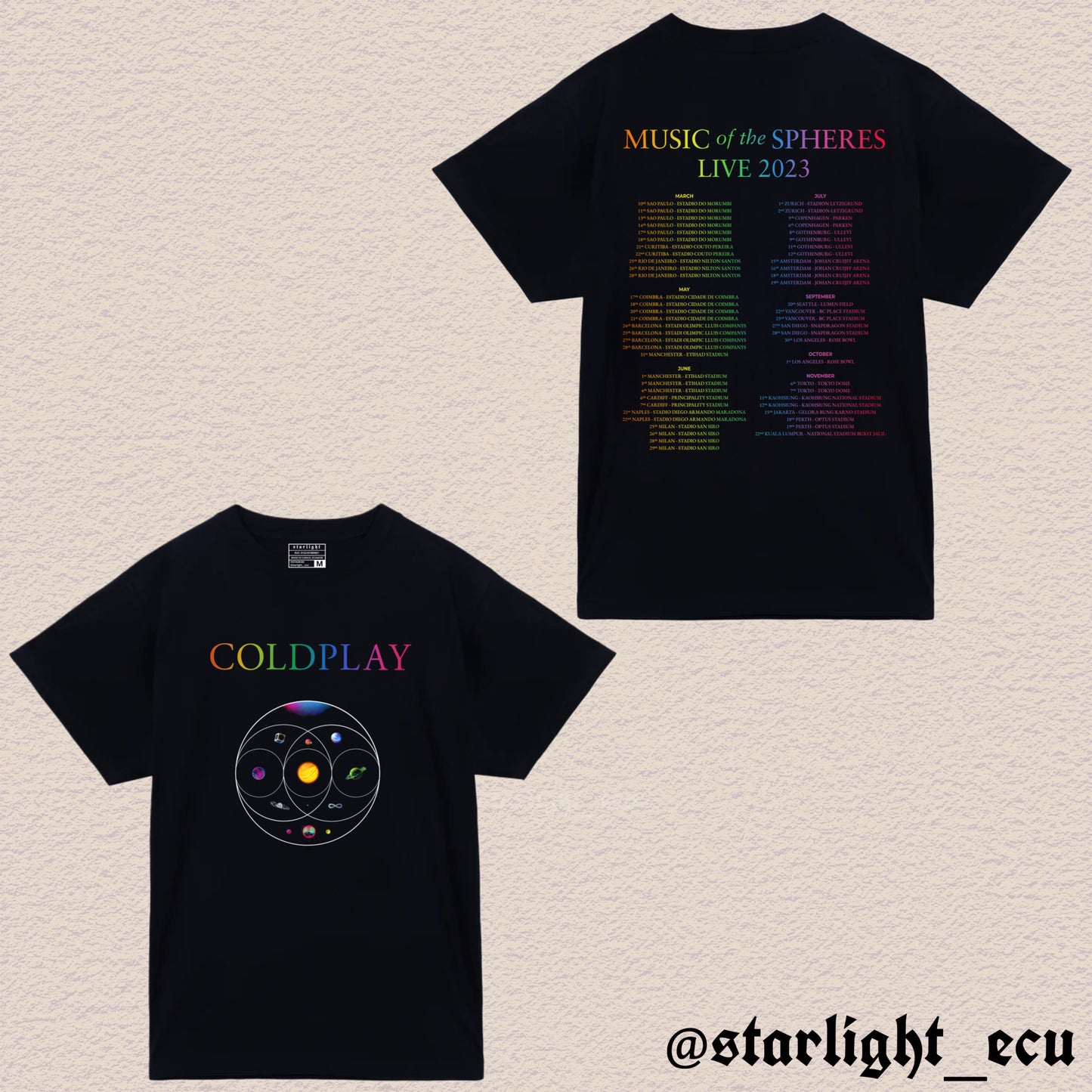 Camiseta music of the spheres tour Coldplay