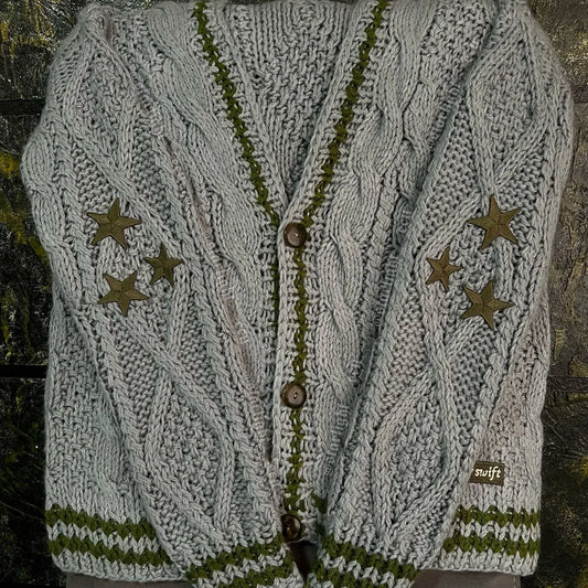 Cardigan gris con verde TS