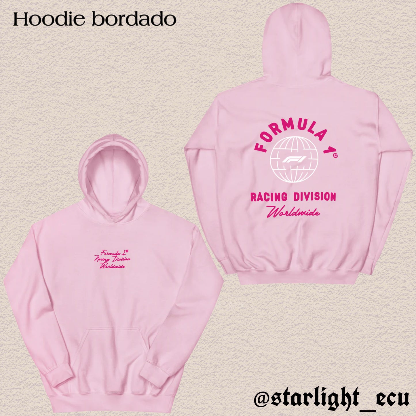 Hoodie bordado formula 1 racing division worldwide
