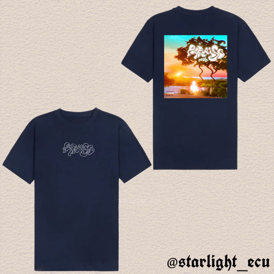 Camiseta azul marino/ blanco/ negro paraíso mora