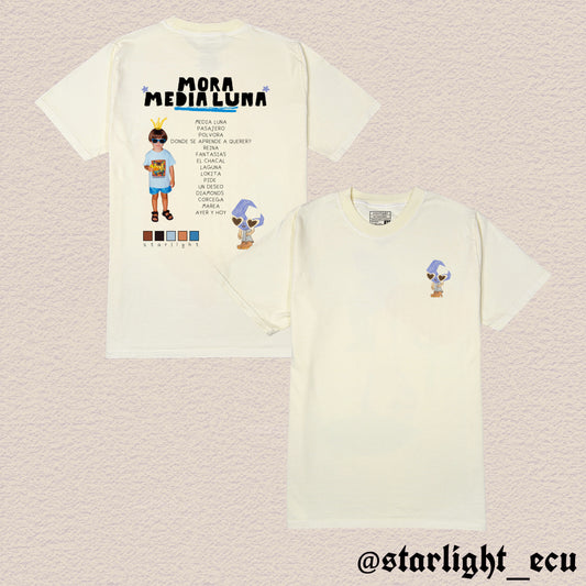 Camiseta beige / negro media luna mora