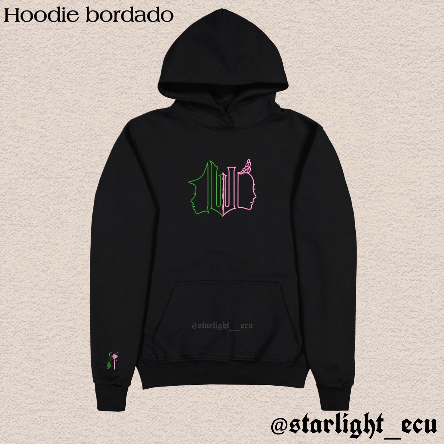 Hoodie bordado Elphaba & Glinda wicked