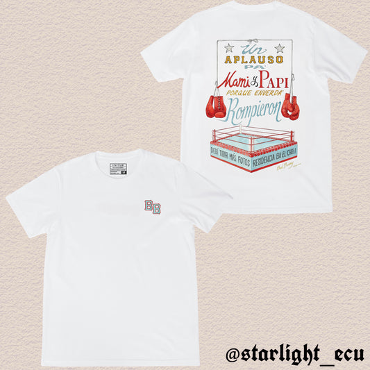 Camiseta blanca/beige/negro baile inolvidable bad bunny dtmf