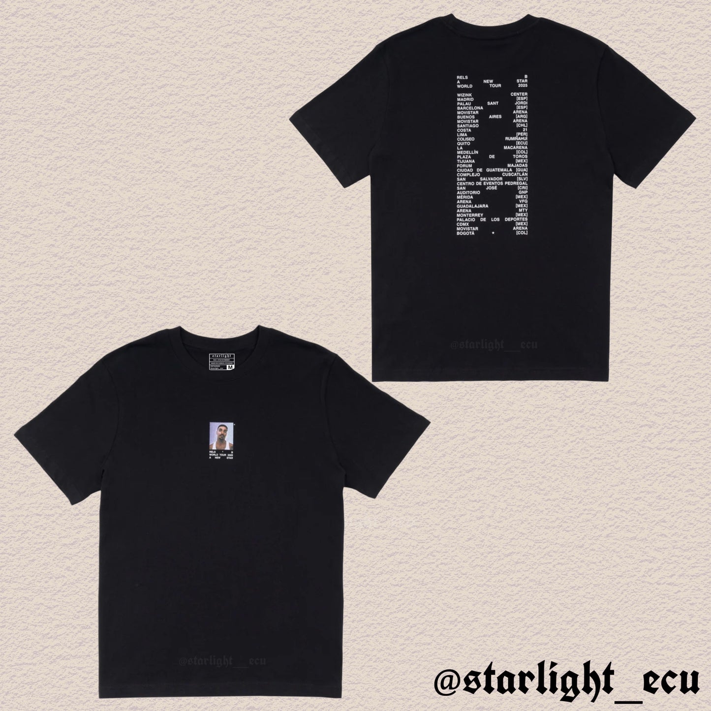 Camiseta blanca/negra rels b a new star world tour 2025
