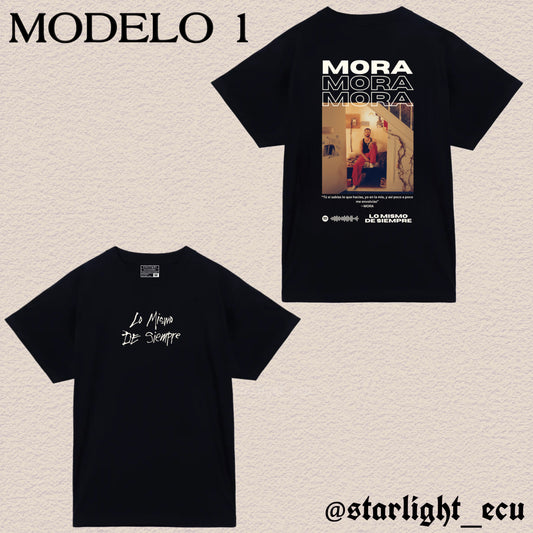 Camiseta negro / beige frase lo mismo de siempre