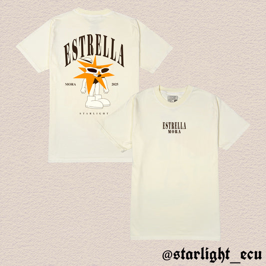 Camiseta beige / negro estrella & media luna mora