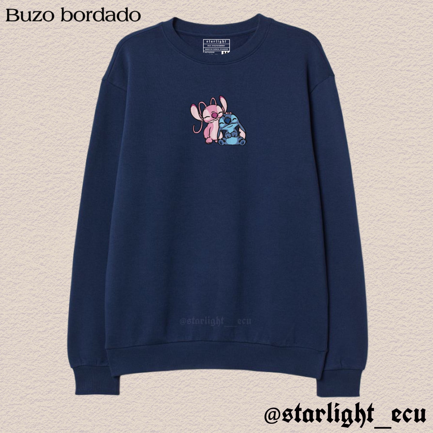 Buzo bordado stitch & angel