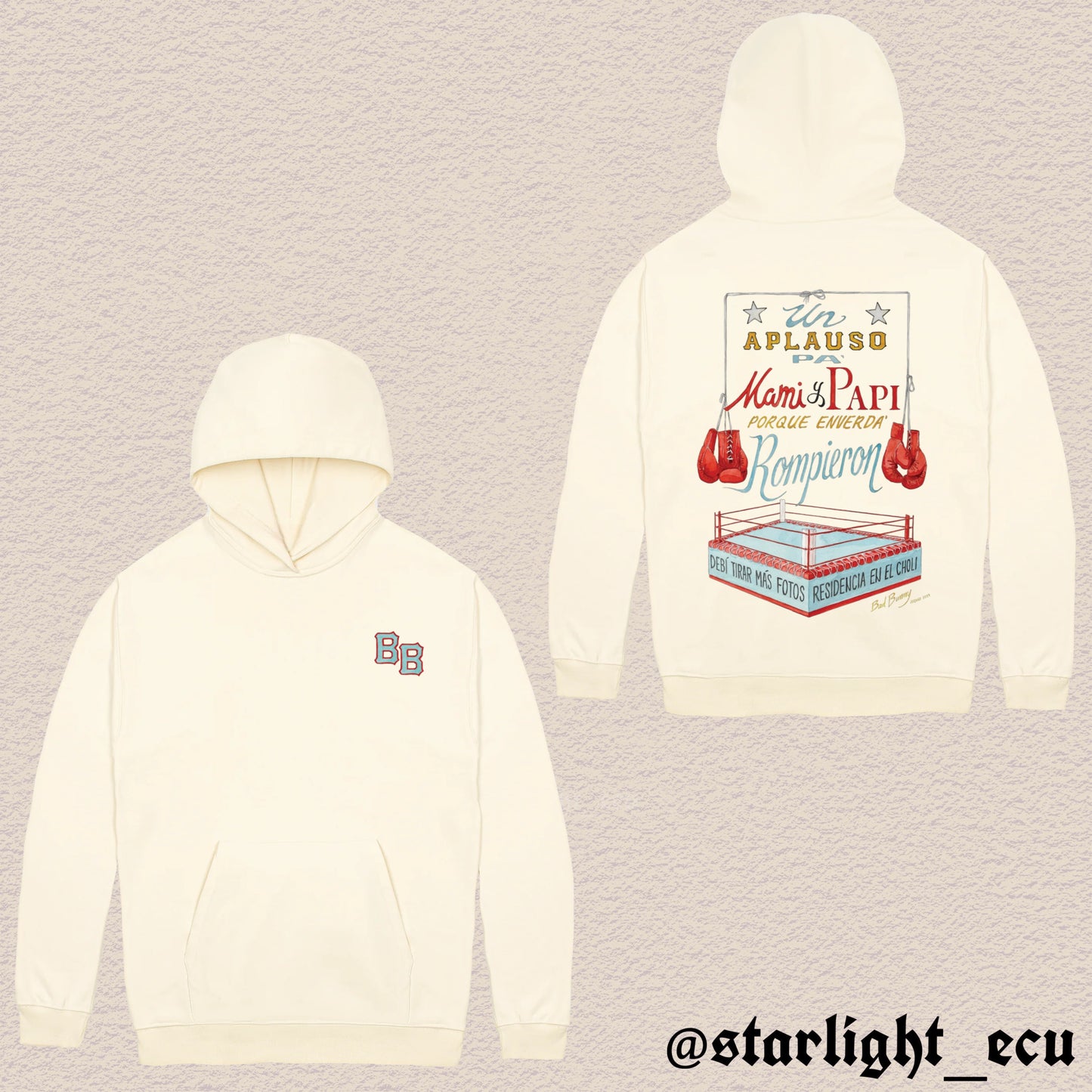 Hoodie negro/beige baile inolvidable bad bunny