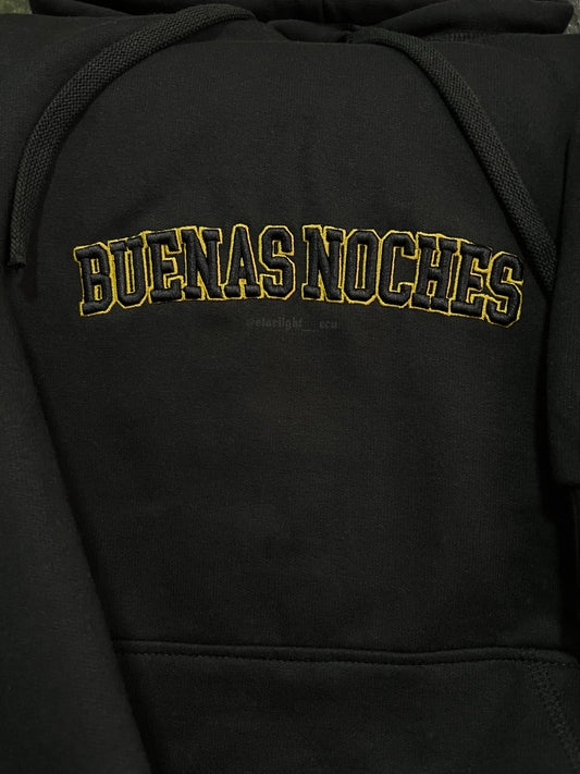 Hoodie bordado negro buenas noches Quevedo