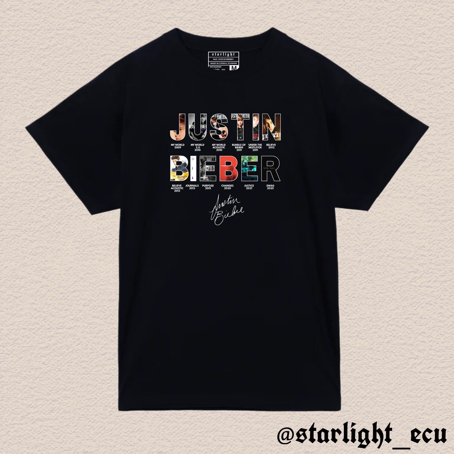 Camiseta Justin Bieber albums