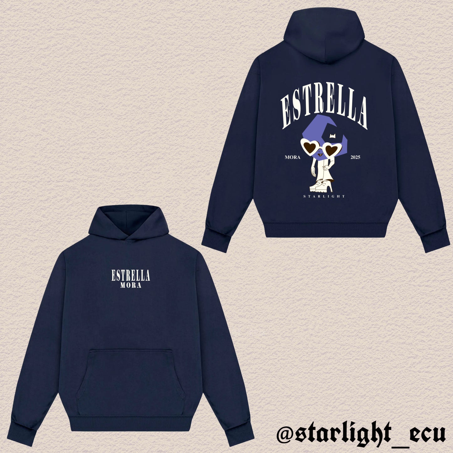 Hoodie estrella / media luna mora