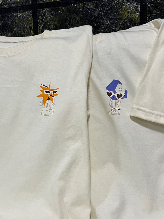 Camiseta beige estrella/media luna mora